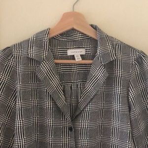 topshop plaid blouse in black and white checks